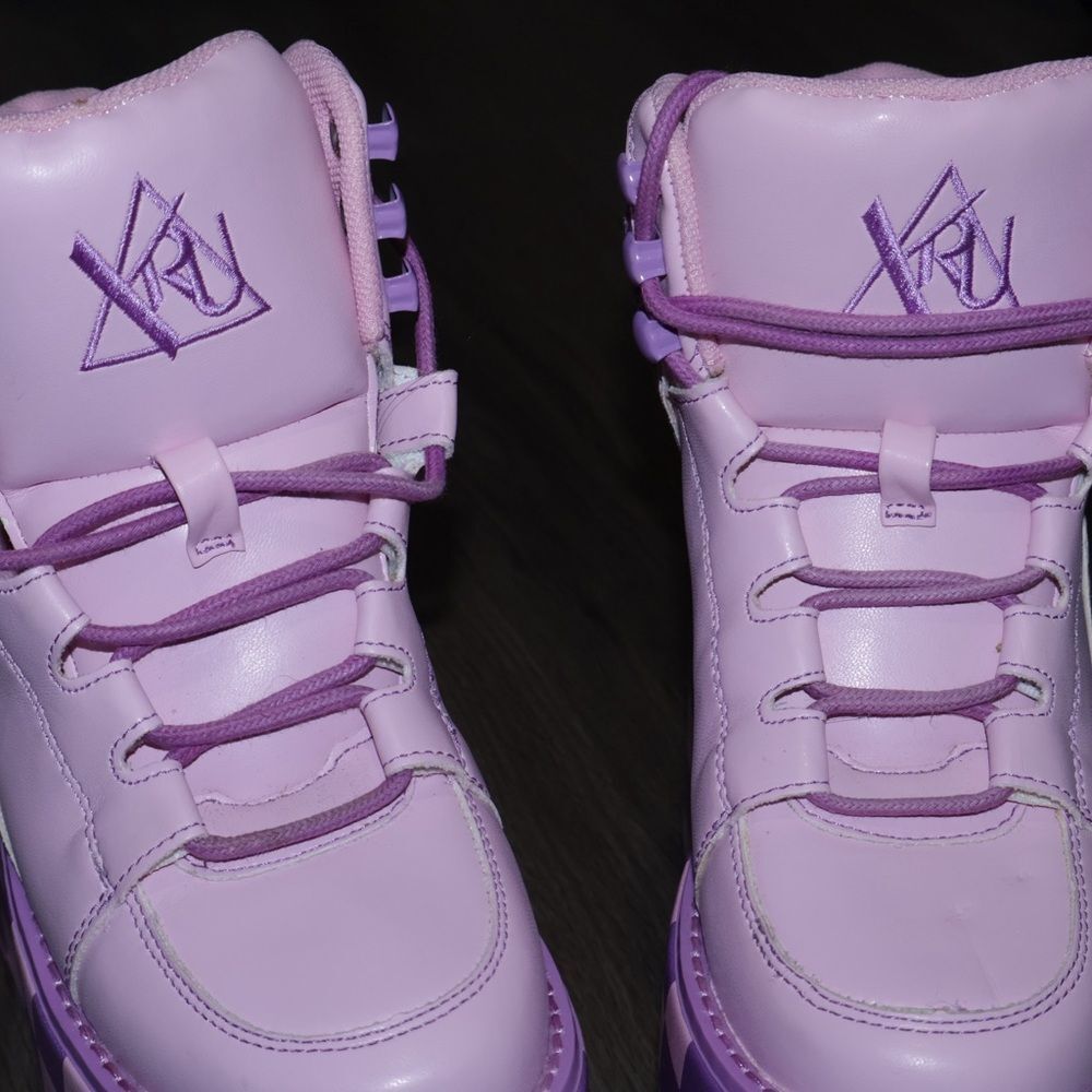 PINK/LAVENDER QOZMO CHECKERPLATFORM SNEAKERS womens 5 - Picture 8 of 12